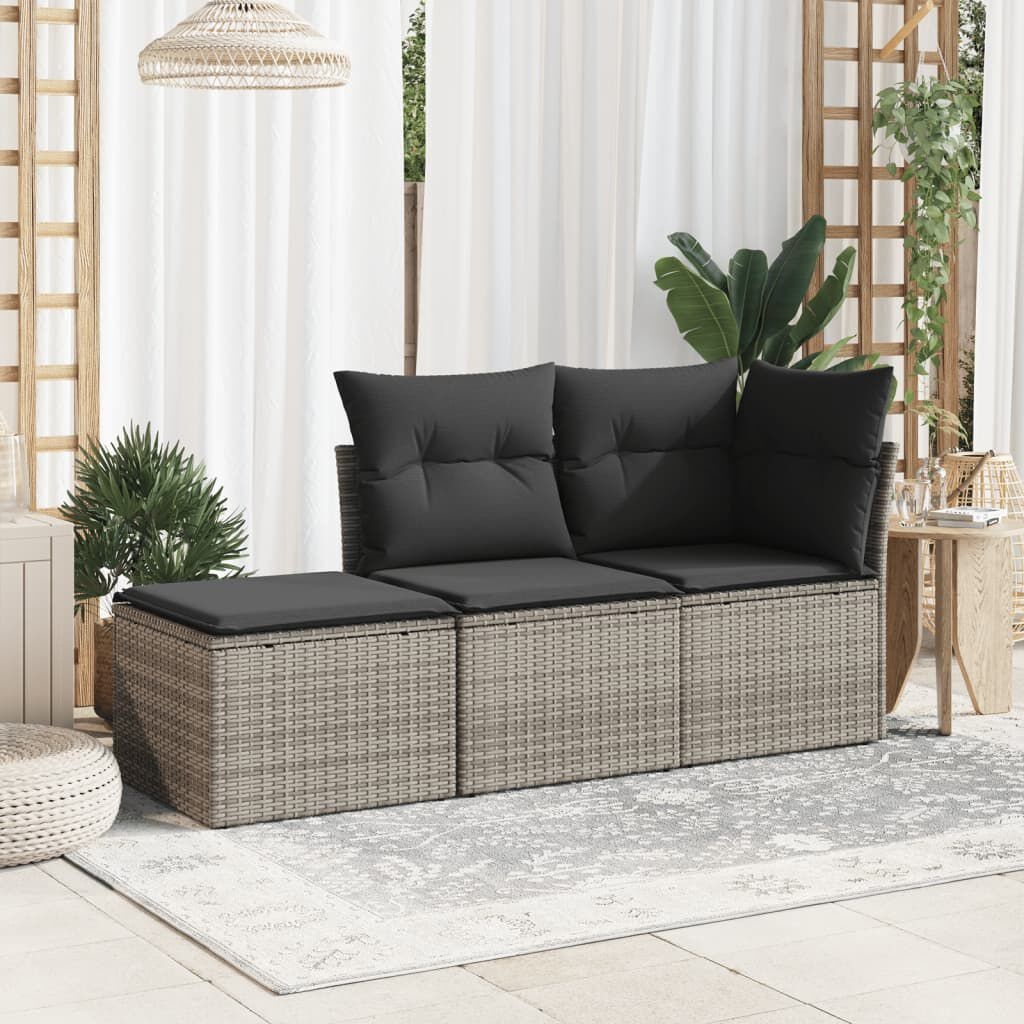 vidaXL Tuinkruk met kussen 55x55x37 cm poly rattan grijs
