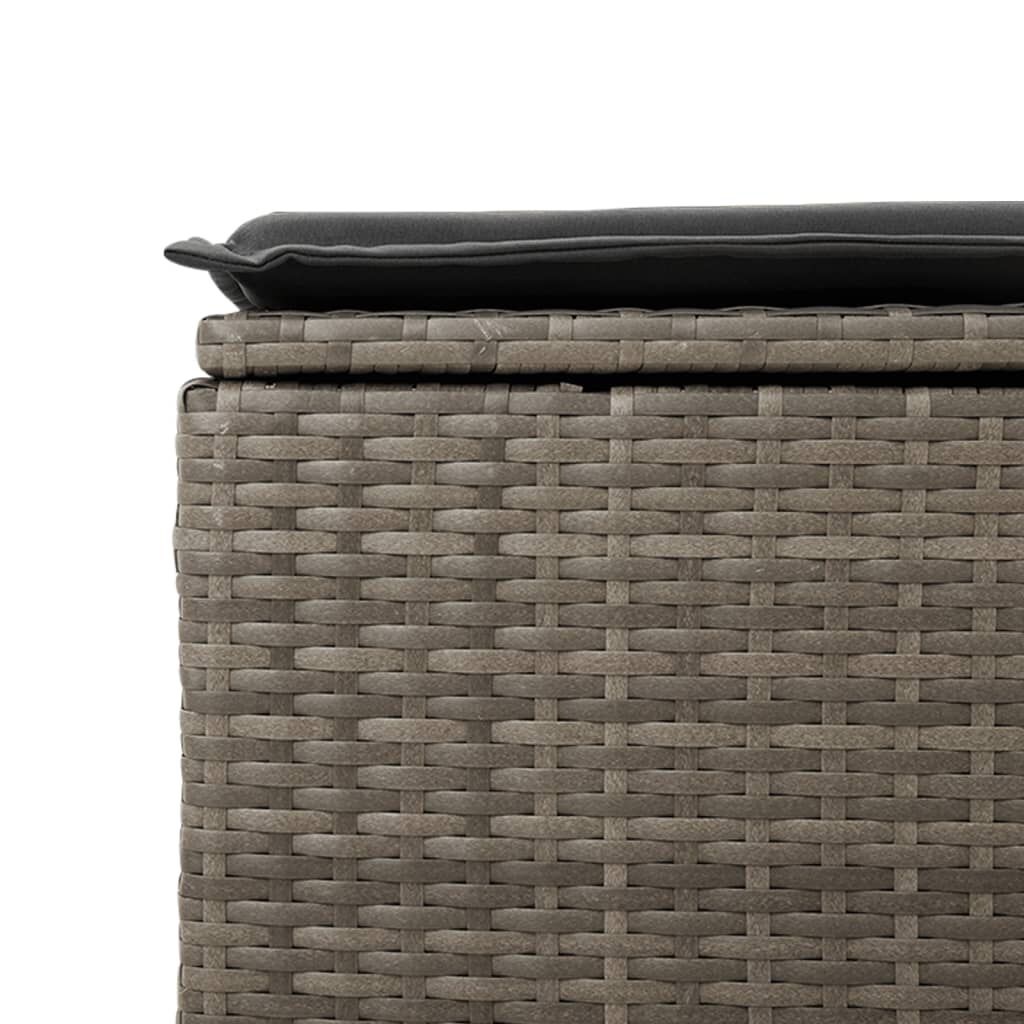 vidaXL Tuinkruk met kussen 55x55x37 cm poly rattan grijs