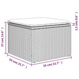vidaXL Tuinkruk met kussen 55x55x37 cm poly rattan grijs