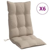 vidaXL Stoelkussens 6 st hoge rug oxford stof taupe