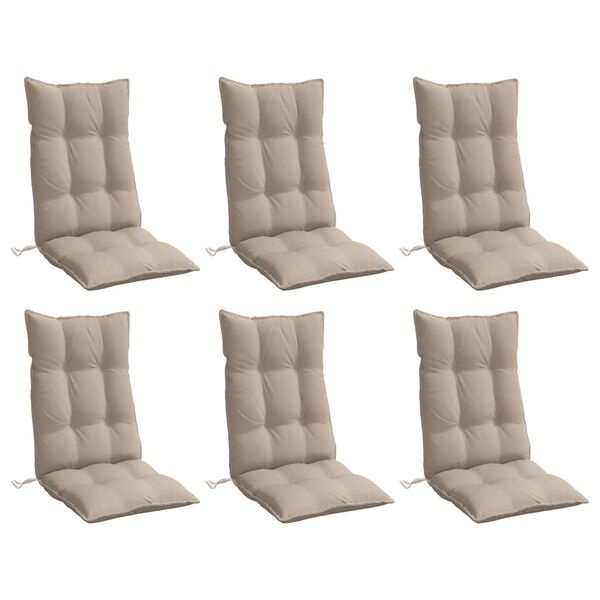 vidaXL Stoelkussens 6 st hoge rug oxford stof taupe