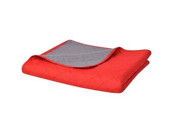 vidaXL Dubbelzijdige quilt bedsprei rood en grijs 220x240 cm