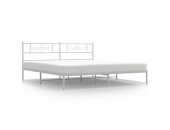 vidaXL Bedframe met hoofdbord metaal wit 180x200 cm