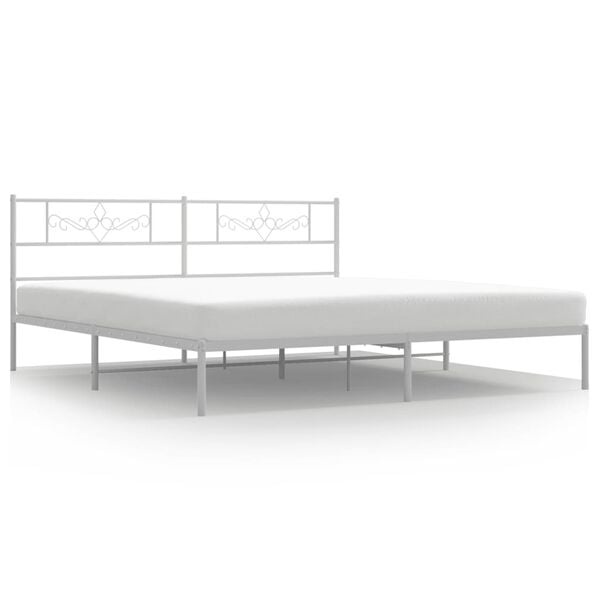 vidaXL Bedframe met hoofdbord metaal wit 180x200 cm