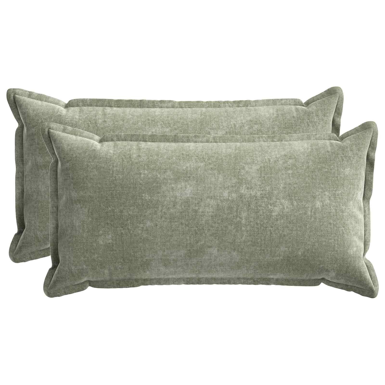 vidaXL Kussensloop 2 st HOUTEN Groen 40 x 80 cm Chenille Stof