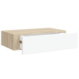 vidaXL Wandschap met lade 40x23,5x10 cm MDF eikenkleurig en wit