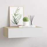 vidaXL Wandschap met lade 40x23,5x10 cm MDF eikenkleurig en wit