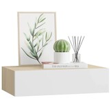 vidaXL Wandschap met lade 40x23,5x10 cm MDF eikenkleurig en wit