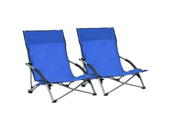 vidaXL Strandstoelen 2 st inklapbaar stof blauw