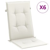 vidaXL Stoelkussens 6 st hoge rug 120x50x4 cm stof gemêleerd crème