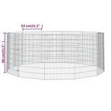 vidaXL Dierenverblijf 12 panelen 54x80 cm gegalvaniseerd ijzer