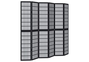 vidaXL Kamerscherm 6 Panelen Paulowniahout Zwart 35% Korting