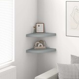 vidaXL Hoekschappen zwevend 2 st 35x35x3,8 cm MDF grijs