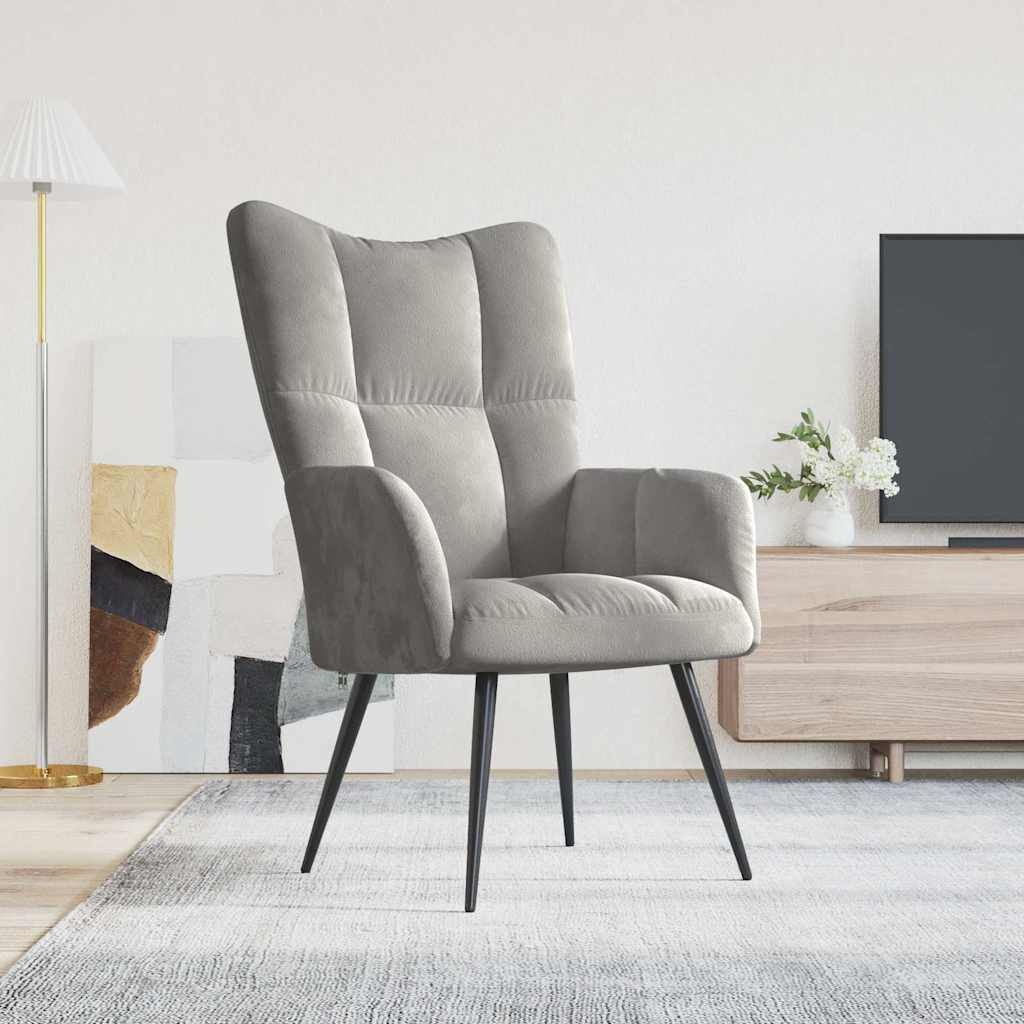 Relaxstoel fluweel lichtgrijs - 34% Korting!