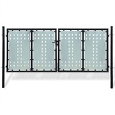 vidaXL Schuttingpoort Staal Zwart 300x125 cm - 55% Korting