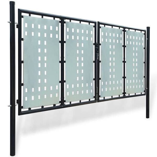 vidaXL Schuttingpoort Staal Zwart 300x125 cm - 55% Korting