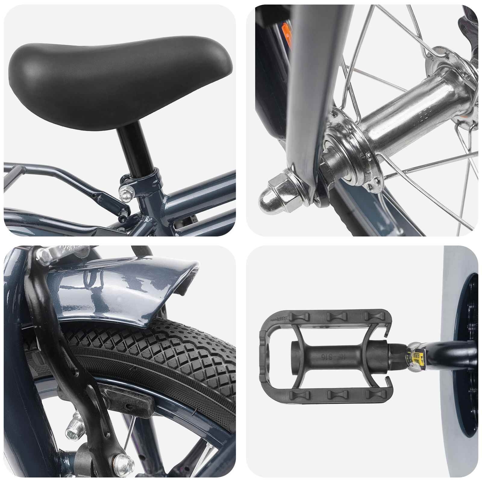 Kinderfiets 14 Inch Donkergrijs - 3-5 Jaar (34% Korting!)