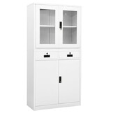 Kantoorkast 90x40x180 cm Staal & Glas Wit - 35% Korting