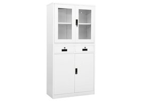 Kantoorkast 90x40x180 cm Staal & Glas Wit - 35% Korting