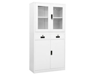 Kantoorkast 90x40x180 cm Staal & Glas Wit - 35% Korting