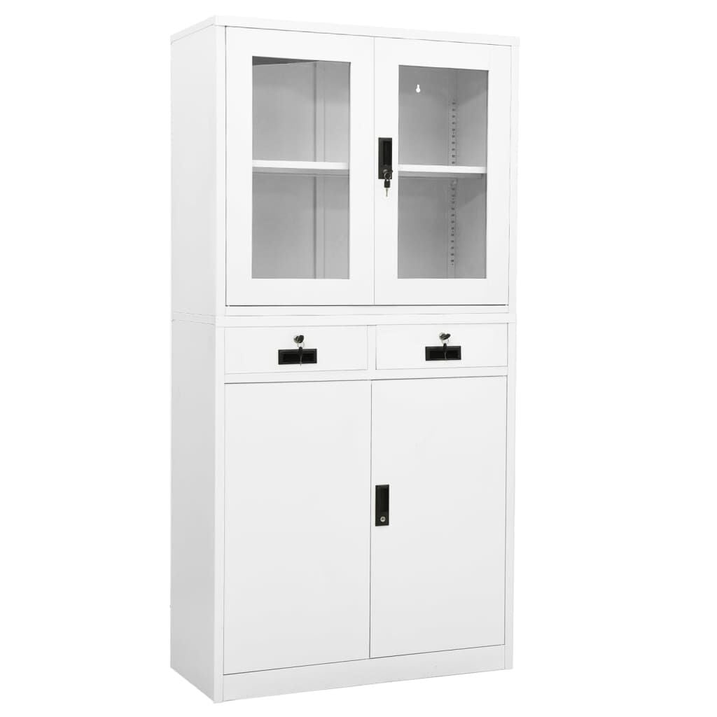 Kantoorkast 90x40x180 cm Staal & Glas Wit - 35% Korting