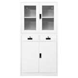 Kantoorkast 90x40x180 cm Staal & Glas Wit - 35% Korting