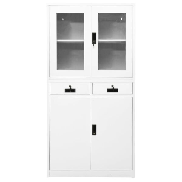 Kantoorkast 90x40x180 cm Staal & Glas Wit - 35% Korting