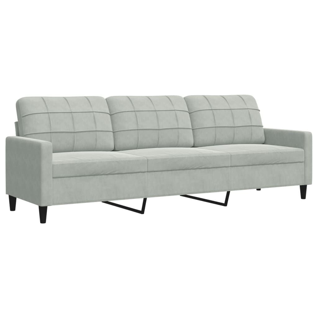 Driezitsbank Lichtgrijs Fluweel 210 cm - 35% Korting