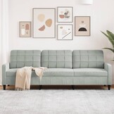 Driezitsbank Lichtgrijs Fluweel 210 cm - 35% Korting