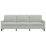 Driezitsbank Lichtgrijs Fluweel 210 cm - 35% Korting