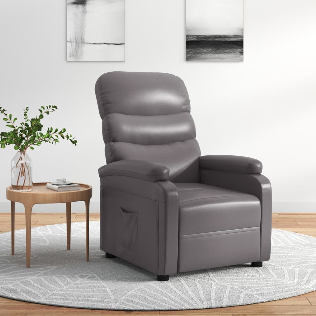 Verstelbare Kunstleren Fauteuil Grijs - 35% Korting