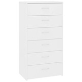 Dressoir met 6 Lades, 50x34x96 cm, Bewerk Hout Wit - 54% Korting!