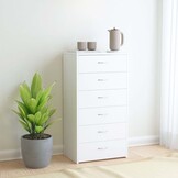 Dressoir met 6 Lades, 50x34x96 cm, Bewerk Hout Wit - 54% Korting!