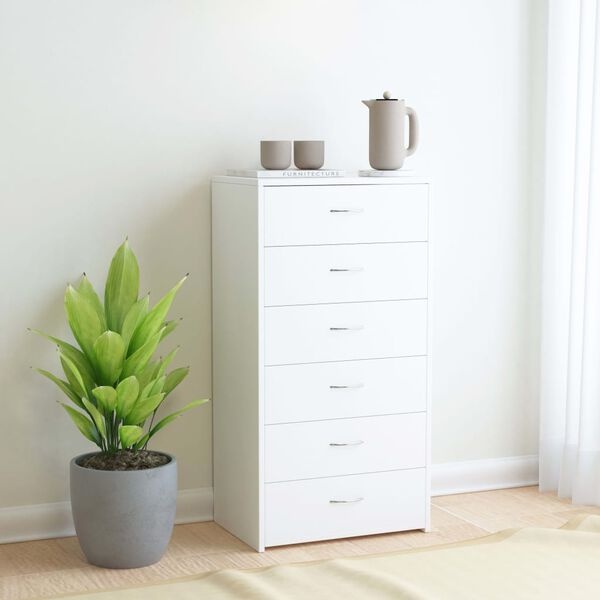 Dressoir met 6 Lades, 50x34x96 cm, Bewerk Hout Wit - 54% Korting!