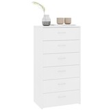 Dressoir met 6 Lades, 50x34x96 cm, Bewerk Hout Wit - 54% Korting!