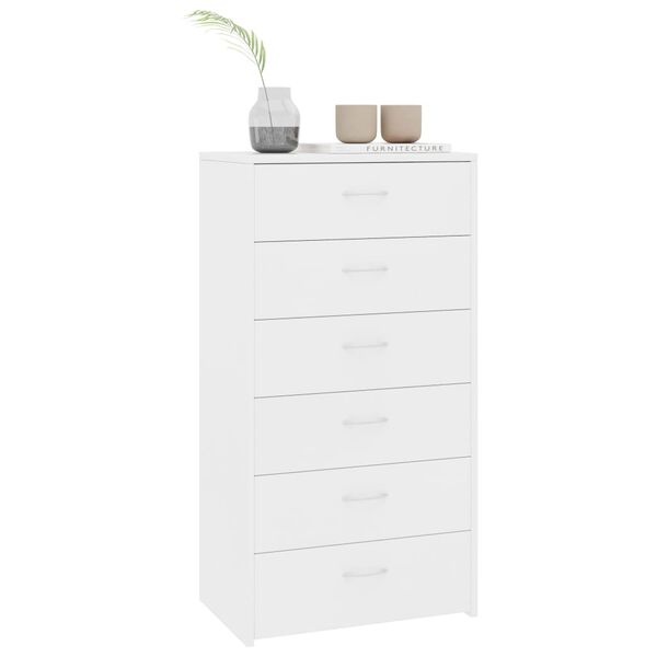 Dressoir met 6 Lades, 50x34x96 cm, Bewerk Hout Wit - 54% Korting!
