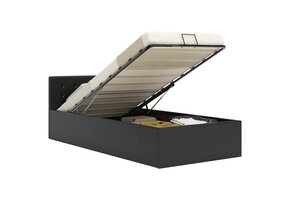 Zwart Kunstleer Bedframe met Opbergruimte & Hydraulisch Mechanisme (90x200 cm) - 35% Korting