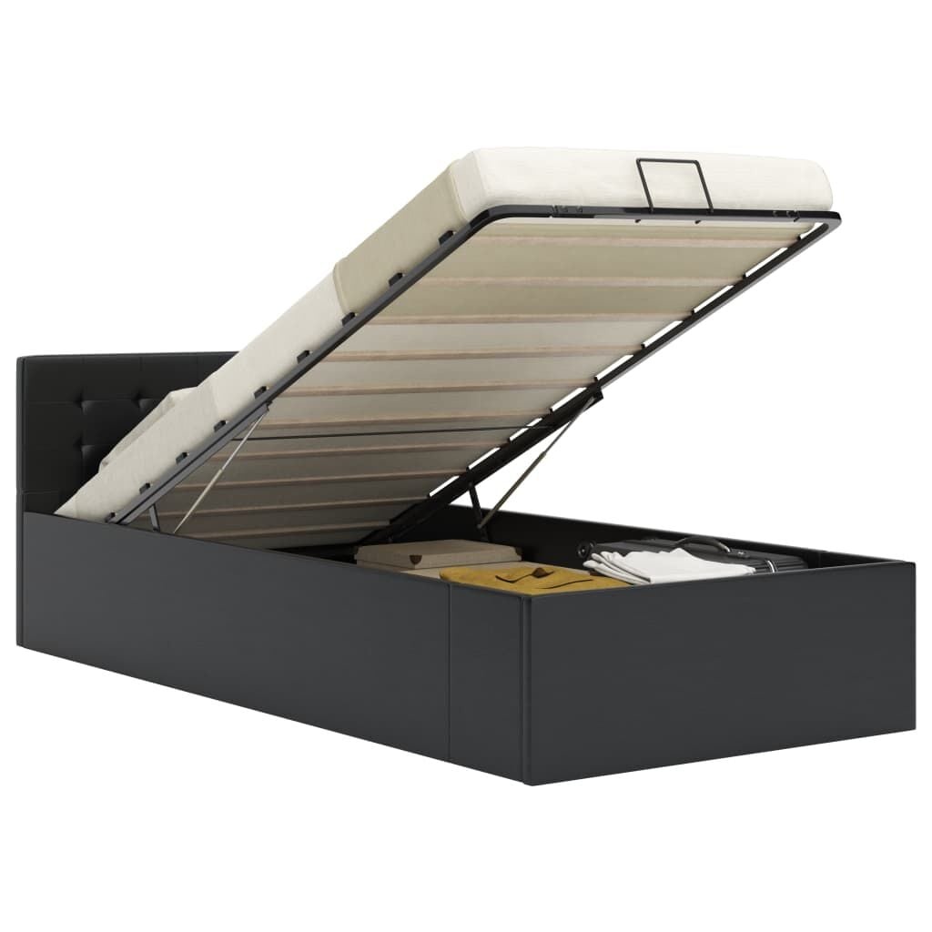 Zwart Kunstleer Bedframe met Opbergruimte & Hydraulisch Mechanisme (90x200 cm) - 35% Korting