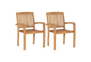 Stapelbare tuinstoelen van teakhout, 2 stuks - 35% korting!
