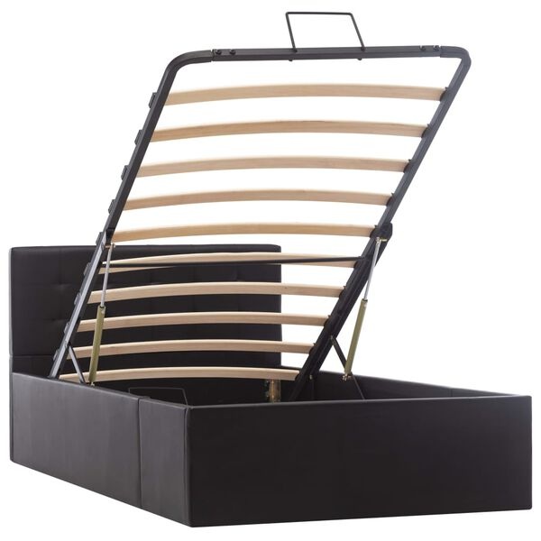 Zwart Kunstleer Bedframe met Opbergruimte & Hydraulisch Mechanisme (90x200 cm) - 35% Korting