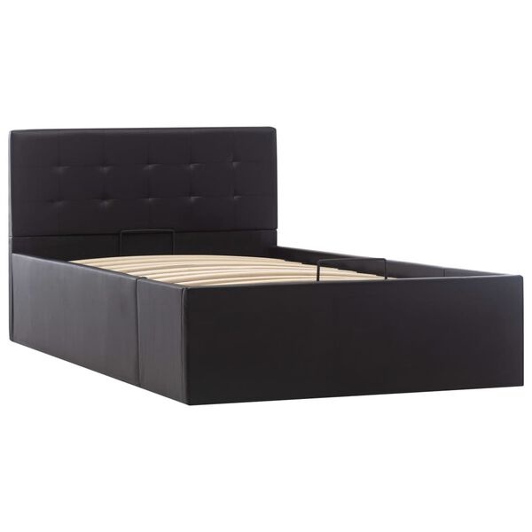 Zwart Kunstleer Bedframe met Opbergruimte & Hydraulisch Mechanisme (90x200 cm) - 35% Korting