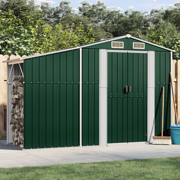Tuinschuur Groen Gegalvaniseerd Staal 277x93x179 cm - 35% Korting