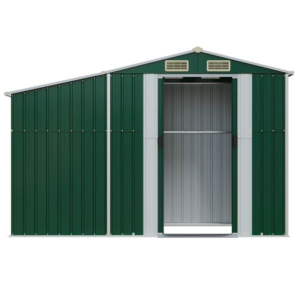 Tuinschuur Groen Gegalvaniseerd Staal 277x93x179 cm - 35% Korting