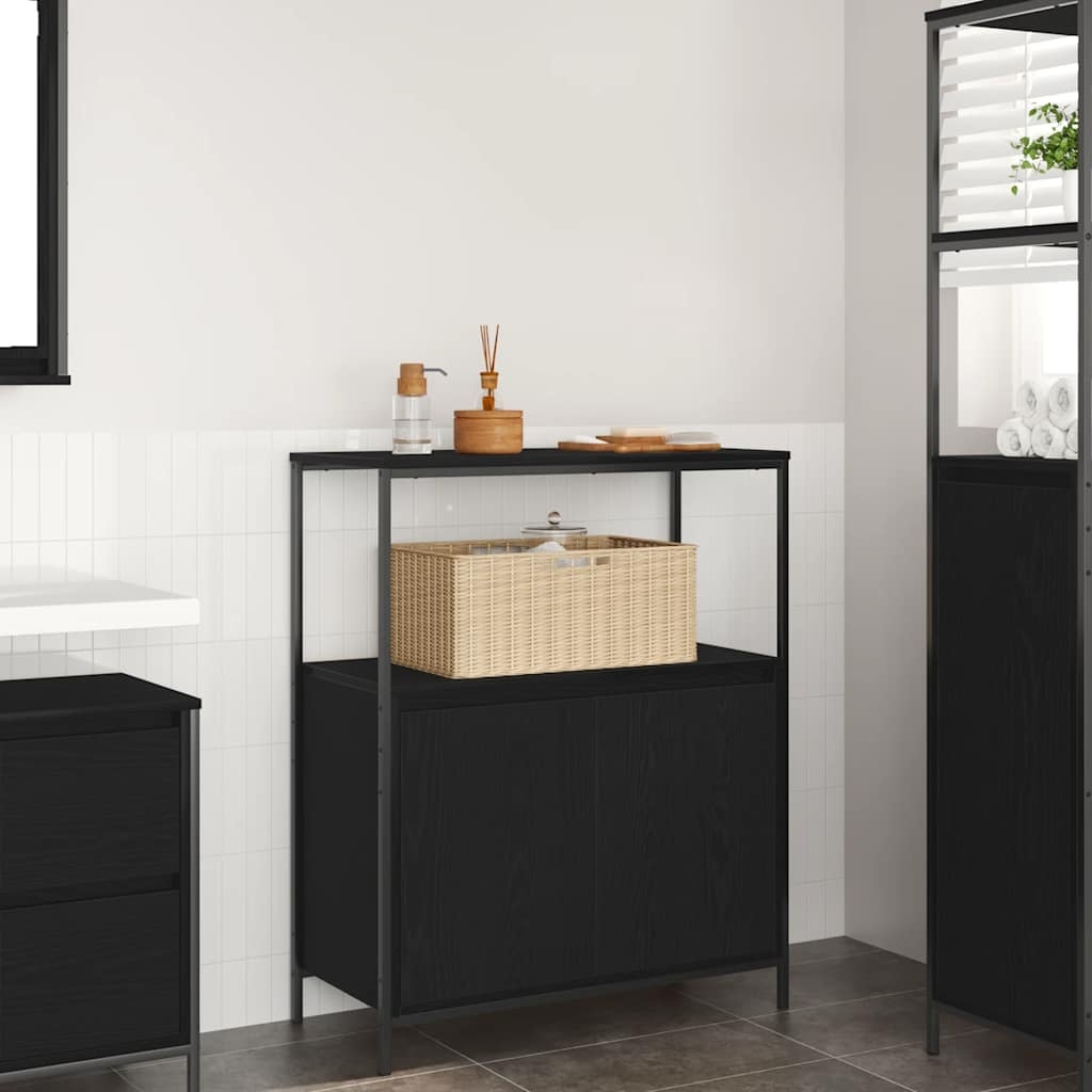 Badkamermeubel met Planken 76.5x35x95 cm Zwart Eiken (34% Korting)