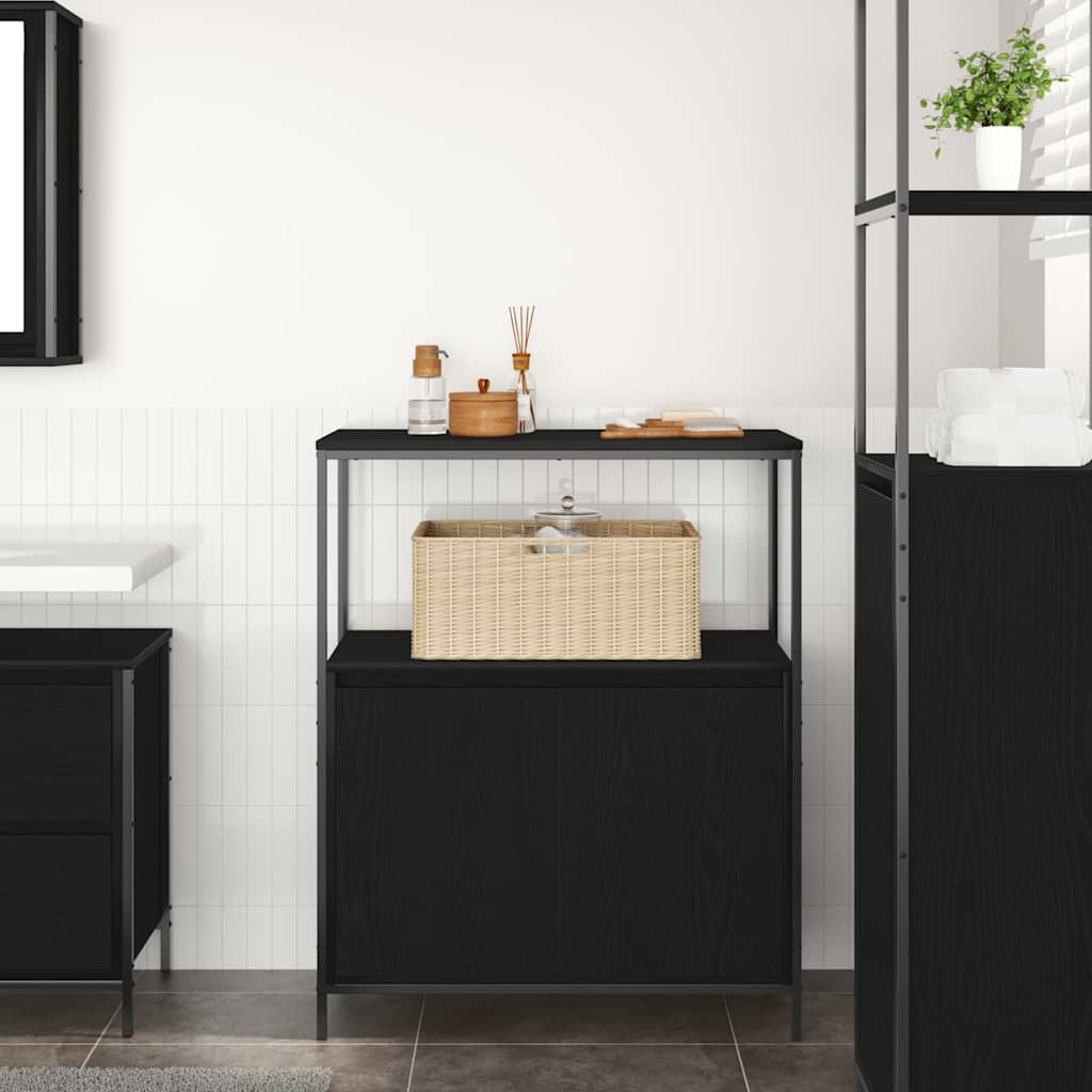 Badkamermeubel met Planken 76.5x35x95 cm Zwart Eiken (34% Korting)