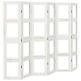 Wit Kamerscherm met 6 Panelen, Massief Paulowniahout - 60% Korting