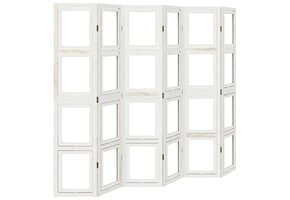 Wit Kamerscherm met 6 Panelen, Massief Paulowniahout - 60% Korting