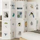 Wit Kamerscherm met 6 Panelen, Massief Paulowniahout - 60% Korting
