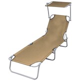 Inklapbaar Ligbed met Luifel - Staal Taupe - 33% Korting