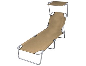 Inklapbaar Ligbed met Luifel - Staal Taupe - 33% Korting